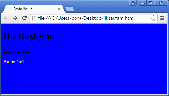 Web Sayfamıza Link Ekleyelim a { color: yellow; text-decoration:none; } Renk Sarı Olsun Yazıda alt çizgi olmasın Css sayfamıza