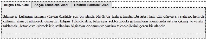 Spry sekmeli panellerle ilgili düzenlemeleri yapacağımız özellikler penceresinin açılmasını sağlamak için spry sekmeli panellerin üst kısmında yer alan mavi şerite tıklanır ve Şekil 2.