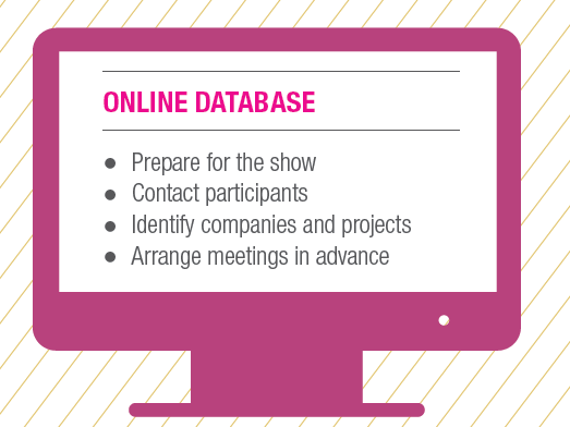 17 MAPIC Online Database ile; Katılımcılarla iletişime geçebilir Firmaları ve projelerini