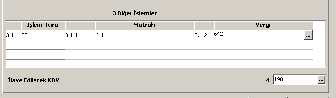 Örneğin işlem türü kolonunda organizasyon hizmetine karşılık gelen 605 numaralı indirim türünü seçelim.