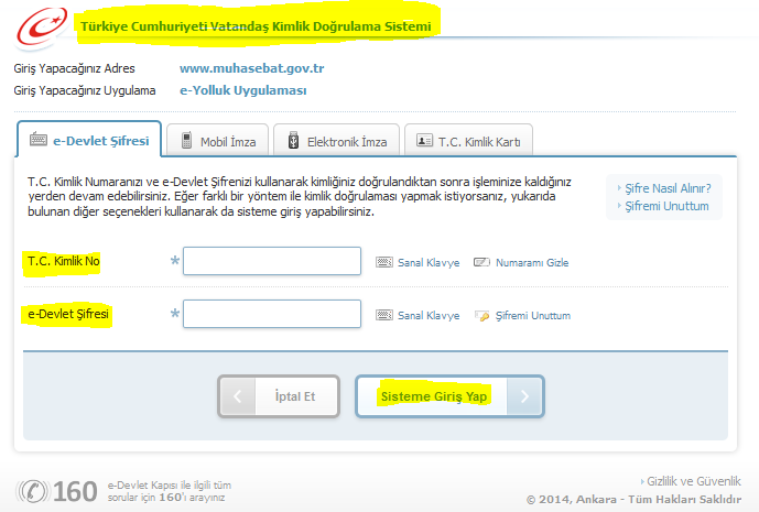 1- E-YOLLUK UYGULAMASINA GİRİŞ İŞLEMLERİ E-yolluk uygulamasına, aşağıdaki internet erişim adreslerinden biri