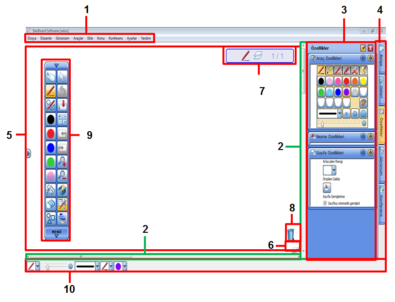 2.5. Etkileşimli Tahta Yazılımının Kullanımı Etkileşimli tahta üzerinde Starboard Software yazılımı kurulu olarak gelmektedir.