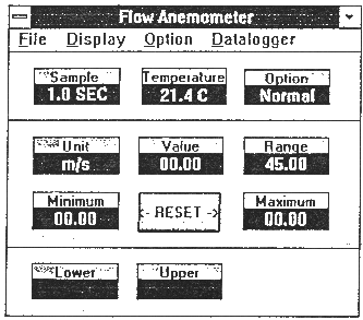 IV.2 Windows TM Uygulama programının tanımlaması Ana Pencere Program çalıştırıldığında otomatik olarak anemometre veya seri port arar. Seri port yoksa No communication prot mesajı görülür.