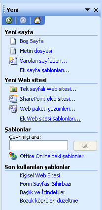 2 ARAÇ ÇUBUKLARI Microsoft Office 2003 ün diğer programlarında olduğu gibi Frontpage 2003 de de benzer araç çubukları mevcuttur. Bunlardan sık kullanılanlar aşağıda gösterilmiştir.