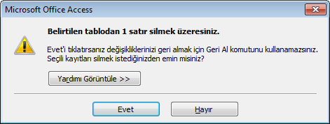 3.3. Tablolardan Veri Silme Bir tabloda bulunan kayıt veya kayıtların istenildiği zaman silinmesi mümkündür. Tablolarda silme işlemini gerçekleştirmek için DELETE komutu kullanılır.