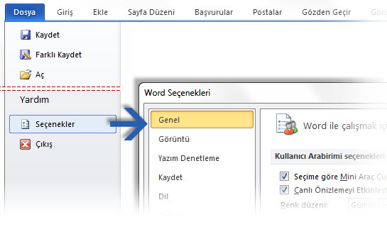 Baskı Önizleme nerede? Word 2010 da, Baskı Önizleme artık ayrı bir pencerede görüntülenmez. Bunu, yazdırmayla ilgili diğer kullanışlı ayarlarla birlikte Backstage görünümünde bulabilirsiniz.