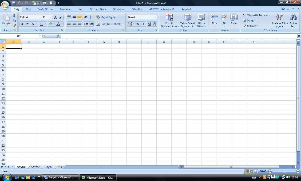 EXCEL 2007 DERS NOTLARI Excel bir hesap tablosu programıdır.