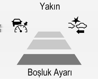 192 Sürüş ve kullanım Alarm hassasiyetinin seçilmesi Alarm hassasiyeti yakın, orta veya uzak olarak ayarlanabilir.