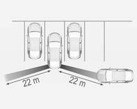 208 Sürüş ve kullanım Algılama bölgeleri Sistem sensörleri aracın arkasındaki sol veya sağ tarafta yaklaşık 20 metre bir bölgeyi kapsar.