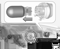 236 Araç bakımı 2. Ampul tutucusunu saatin tersi yönde döndürün ve yuvadan çıkmasını sağlayın. Lamba taşıyıcısını reflektörden çıkarıp alın. 5.