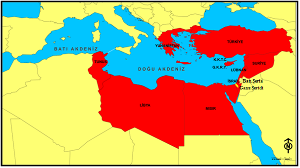 Umut KEDİKLİ- Taşkın DENİZ alternatif politika Cilt 7, Sayı 3, Ekim 2015 Çalışmanın odak noktasını oluşturan Doğu Akdeniz havzası, Türkiye ve Suriye üzerinden Mezopotamya ve Orta Asya ya, Süveyş