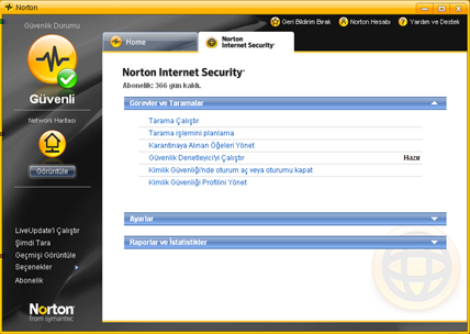 Başlarken Ana pencerede gezinme 9 Ana pencerede gezinmek için Bkz: Norton Internet Security programını başlatma sayfa 7. 1 Norton Internet Security uygulamasını başlatın.
