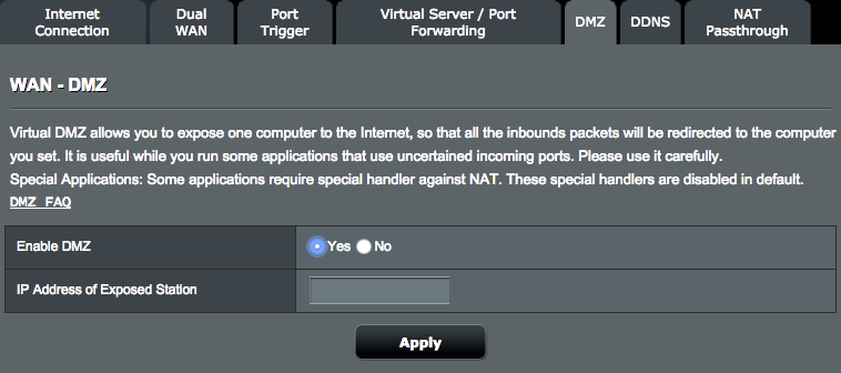 4.3.6 DMZ Sanal DMZ tek istemciyi İnternete maruz bırakır ve bu istemcinin Yerel Ağınıza yönlendirilen tüm gelen paketleri almasına izin verir.
