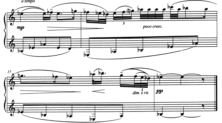 Şekil 35. I; 1-4. Ölçüler (Figure 35. I; 1-4. Measures) Polifoni müziğin form ve usul özelliği: Minyatürler eserinin I. bölümünde ilk cümle yalın ve sade seslenmiştir.
