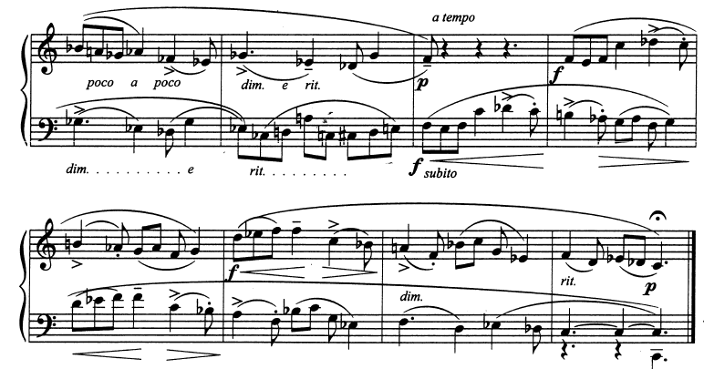 Polifoni müziğin form ve usul özelliği: III. bölümün 1-2-3. ölçülerde orta partideki melodik motif önce 2. sonra 1. sesten (ancak farklı notalardan) seslenmektedir (Şekil 343).