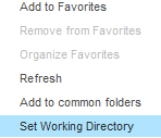 * File menüsünden Manage Session ve select working directory seçilir. Açılan pencerede çalışma klasörü yapılacak dizin seçilir ve ok tıklanır. * Klasör Ağacından ana dizin seçilir.