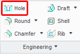 HOLE KOMUTU YARDIMCI UNSURLAR Hole yardımcı unsuru ile delik delme işlemi gerçekleştirilir. Aşağıdaki şekilde görüldüğü gibi Hole komutuna tıklanır.