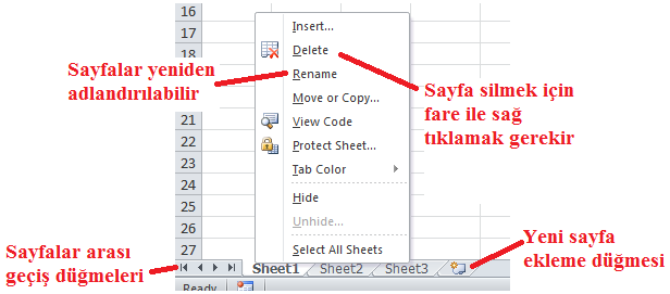 11 Microsoft Excel 2010 Çalışma alanındaki bölümler aşağıda belirtilmiştir.