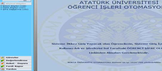 ATATÜRK ÜNİVERSİTESİ ÖĞRENCİ İŞLERİ OTOMASYONU ÖĞRETİM ELEMANI KULLANIM KILAVUZU (30.01.