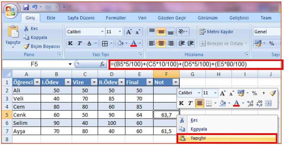 yan yana toplamak için =A1*A2*A3*A4 şeklinde bir formül yazmak oldukça uzun zaman alır.