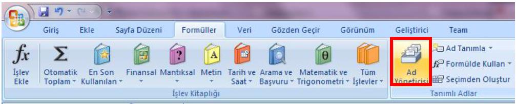 Şekil 139 - Ad Yöneticisi Ad Yöneticisi komut düğmesine basılarak açılan iletişim kutusundan, kayıtlı olan adlardan herhangi biri seçilip Düzenle komut düğmesine basılarak adı