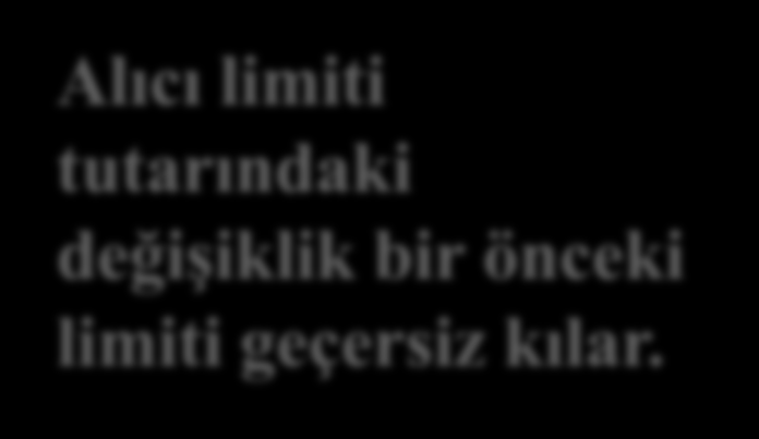 ÖRNEK ALICI LİMİTİ Alıcı limiti tutarındaki