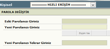 Kullanıcı İşlemleri Öğrenci sisteme ilk kez girdiğinde, eski parolası olan 2015Aibu