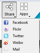 5. Görüntüleri Mail, Facebook, Twitter ve Flickr yoluyla paylaşma Not: Paylaşma işlevlerini kullanırken, taramalar her zaman görüntüler olarak gönderilir. 1. Paylaş'a tıklayın. 2.