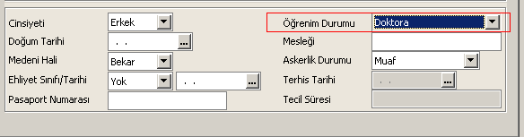 ** %90 oranında Ar-Ge den faydalanacak personel için Sicil Kartında Ana Bilgiler bölümünde Öğrenim Durumu Doktora olarak belirlenmelidir.