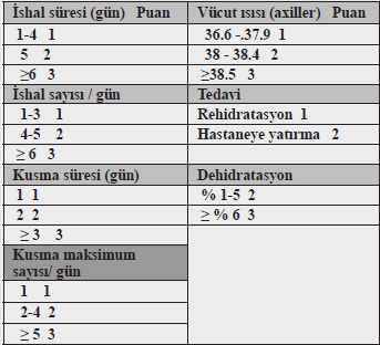 Vesikari skorlama sistemi Ruuska T and