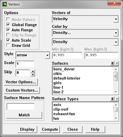 3.14 Display-Vectors Display Vectors menüsünden de Hız, Sıcaklık, Basınç