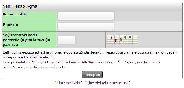 Forum için kullanıcı adınızı Türkçe karakter olmadan ADINIZ SOYADINIZ şeklinde oluşturunuz.