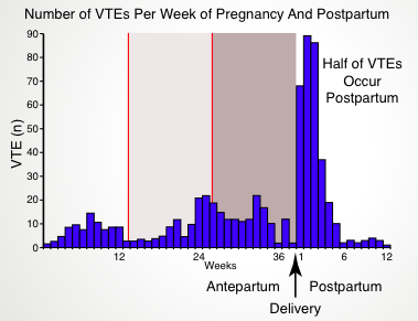Risk faktörleri Gebelikte en yüksek risk 3. trimesterda görülür. Postpartum dönemdeki risk gebelik dönemi ile karşılaştırıldığında daha yüksektir.