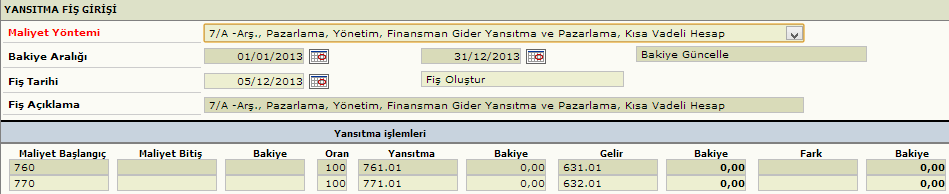 YANSITMA İŞLEMLERİ- FİŞ OLUŞTURMA-1 MUHASEBE YANSITMA İŞLEMLERİ- Maliyet Hesap