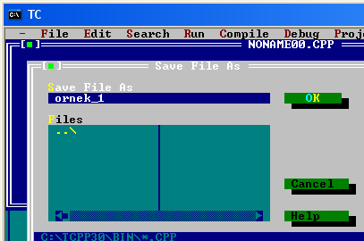 BIN dizini içindeki TC isimli MS-DOS sembollü simge tıklanır.