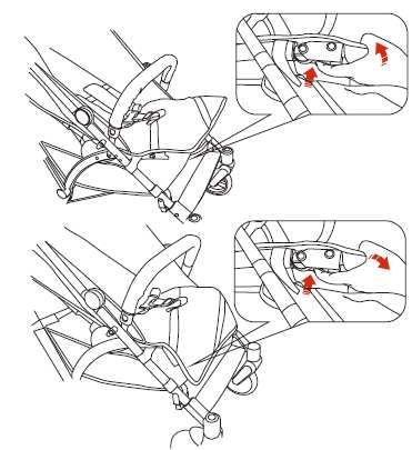 Ayak Dayanağının Açısının Ayarlanması: Ayak dayanağının iki alt yanında, arabayla bağlantı noktasında ayar düğmesi bulunur.