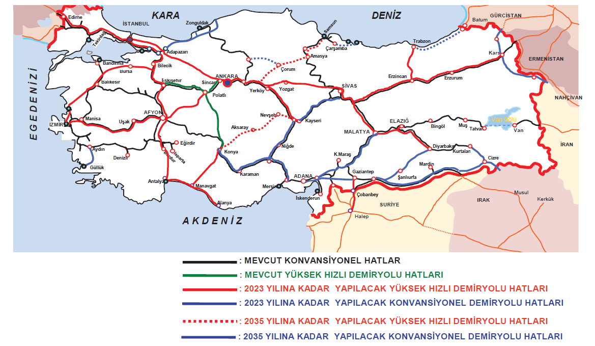 Harita 17 - Demiryolları Hedefleri Kaynak: Türkiye Ulaşım ve İletişim