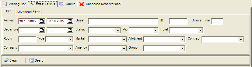2.1 Operations 2.1.1 Reservations Reservations menüsü dört ayrı sayfadan oluşmaktadır: Reservations bu sayfalardan öncelikli olanıdır.