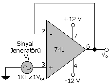2. Sinyal jeneratörünü 1 Khz ve 1 V t-t a (tepeden-tepeye) ayarlayınız. Osilaskopta sinyalleri rahat görebilecek şekilde V/Div ve T/Div komütatörlerini ayarlayınız. 3. Tablo 4.