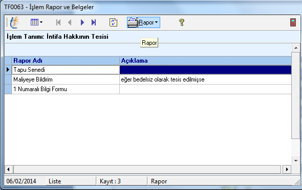 16. Aşama Rapor ve Belgeler ''İşlem Rapor ve Belgeler'' ekranında yazdırılmak istenen ilgili bölüm seçilir ve butonu ile ''Tapu Senedi Yazdırılabilecek Hisseler'' ekranına geçilir.