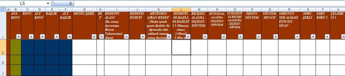 Eğitim tasarımı Temel Tablo; 2nd Phase Her modülün öğrenim hedefleri