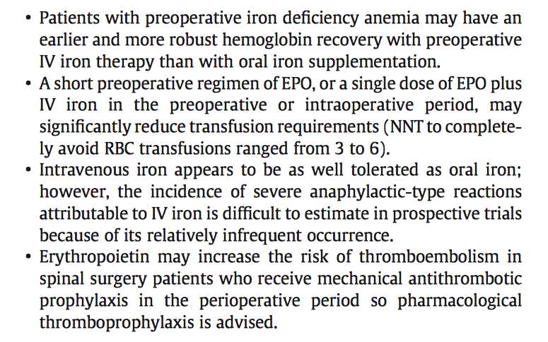 24 RCT Oral Demir tedavisine göre IV Fe tedavisi daha hızlı ve etkindir 15 Randomize olmayan c alışma Tek doz EPO + IV Demir, transfüzyon gereksinimini belirgin düşürür IV Demir, en az oral Demir