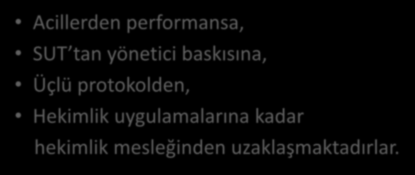 İDARİ HİZMET Acillerden performansa, SUT tan yönetici baskısına, Üçlü