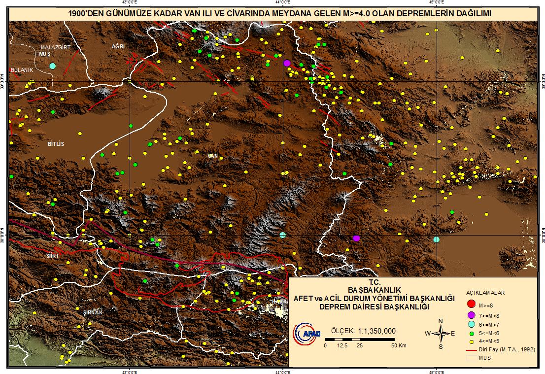 Tarihsel ve Aletsel Dönem Depremleri Van ili ve yakın çevresinde aletsel ve tarihsel döneme (1900 öncesi) ait