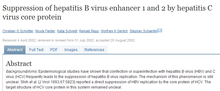 HCV C proteini HBV replikasyonunu, HBV enhancer 1 ve 2 yi