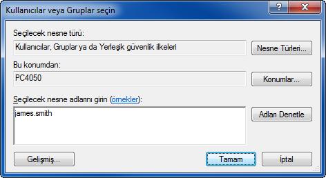 Gönderme > Bir Belgenin Bir Bilgisayara Gönderilmesi için Hazırlık İzin ayarlarını yapılandırır. Windows XP'de Bu klasörü paylaş'ı seçin ve İzinler tuşuna tıklayın.