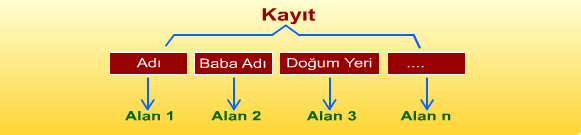 KLASİK DOSYA SİSTEMLERİ Kayıt ve Alan :Dosyalar kendi içinde kayıtlara bölünmüştür. Bir sınıftaki öğrenci listesini göz önüne alalım. Bu liste çok sayıda veri içerebilir.