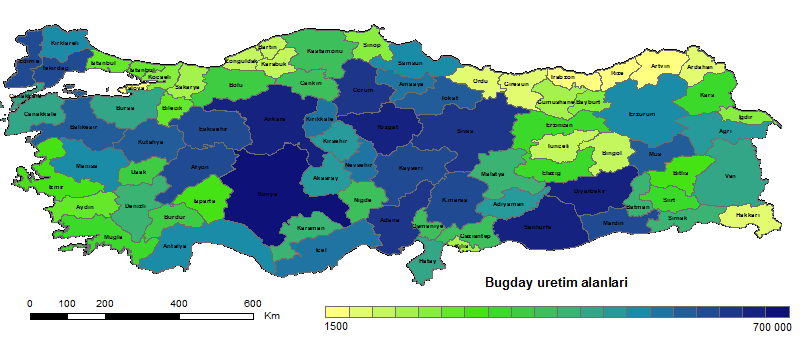 Tarım istatistikleri: Türkiye İstatistik Kurumu (TÜİK) Tablosal Yıllık veriler il-ilce