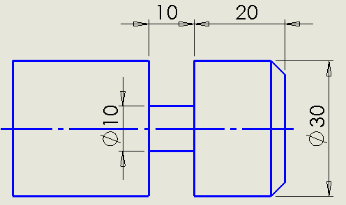 Örnek 3 : aşağıda şekli verilen parçanın taralı bölgesi G90 boyuna tornalama çevrimi ile işlenecektir.