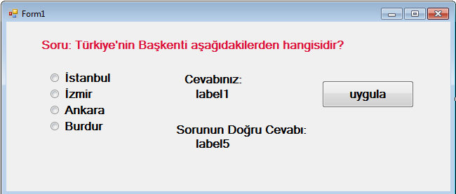 else label3.text = "aranan değer bulunamadı..."; Örnek: Textbox1 e girilen metni, textbox2 ye girilen sayı kadar listbox a ekleyen programı yazınız? textbox1.